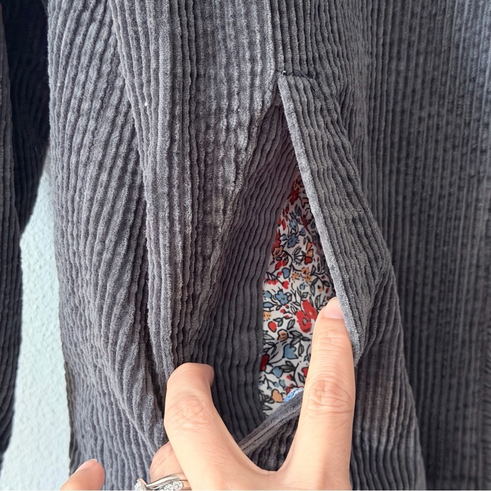 Men's Gray and Mustard Corduroy Zip-Front Shirt Jacket - Picture 6 of 16